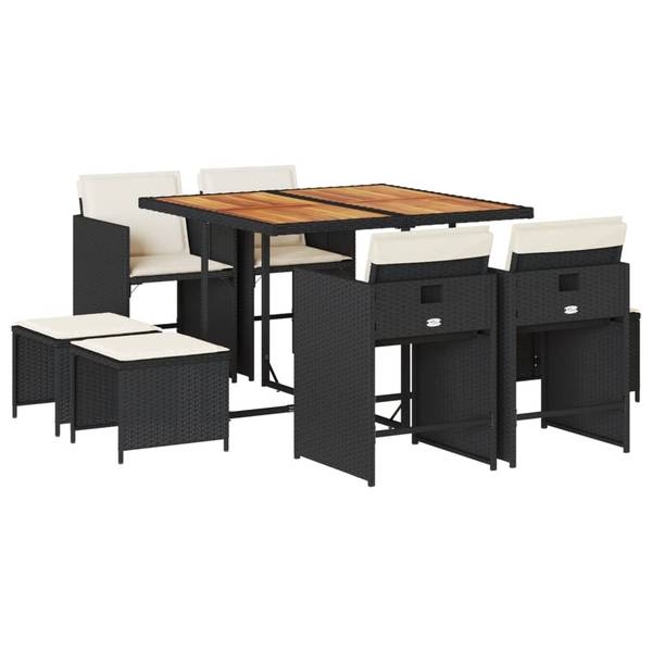Garten Essgruppe 3043040-6 (9-teilig) Schwarz - Creme