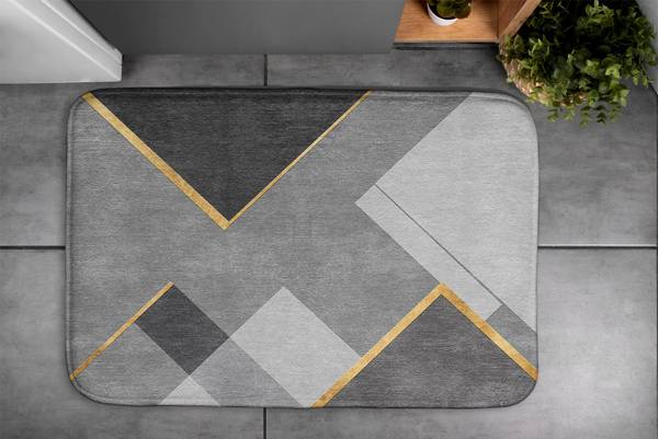 Badteppich Geometrische Muster Grau - Textil - 90 x 60 x 90 cm