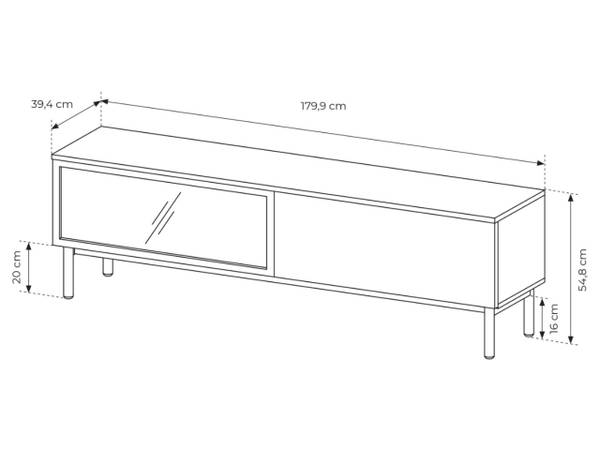 TV-Schrank LOARA Schwarz - Braun - ABS - 180 x 55 x 40 cm
