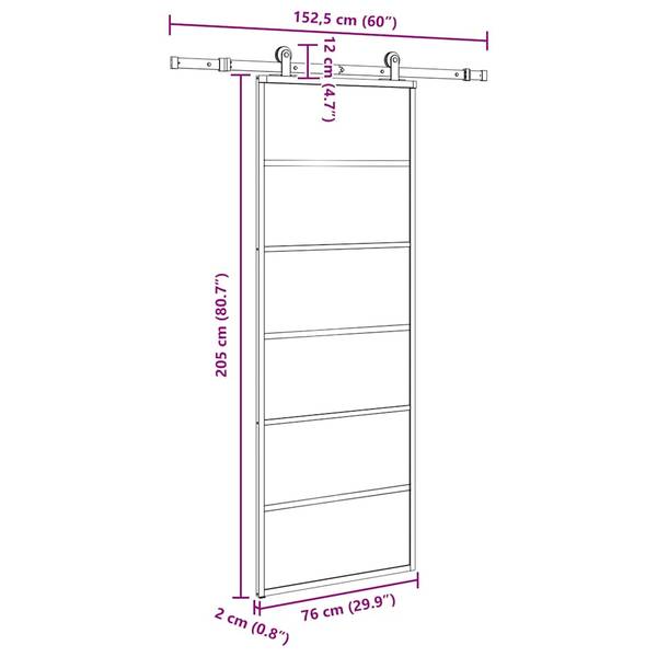 Schiebetür 3045054-4 Schwarz - Aluminium - 76 x 205 x 1 cm