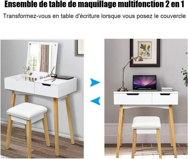 Coiffeuses enfant TI88355FR Blanc - Bois manufacturé - 40 x 115 x 74 cm