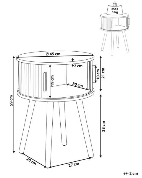 Bijzettafel SELAH 45 x 59 cm