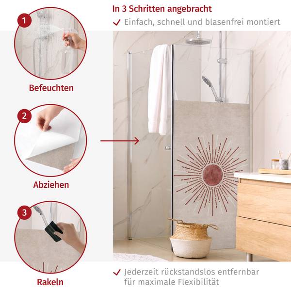 Dusch‑Sichtschutz Boho Sonne 90 x 120 cm