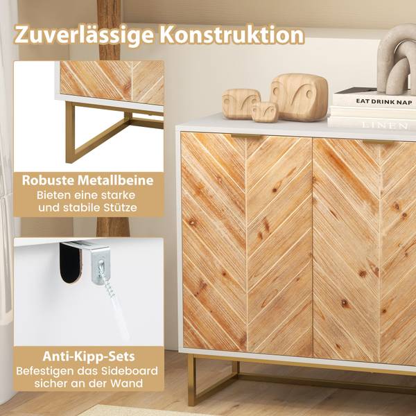 Sideboard VH33908ITDE Weiß - Holzwerkstoff - 80 x 80 x 40 cm
