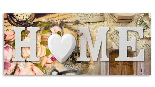 Wandbild aufschrift „home” 90 x 30 cm