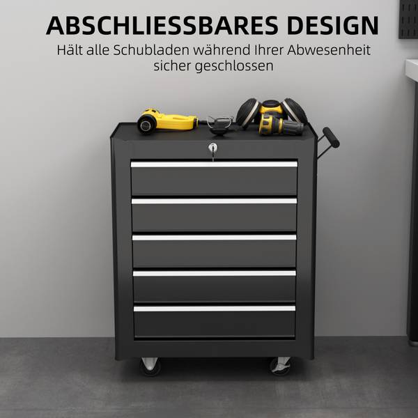 Werkstattwagen E2-0010 Schwarz - Metall - 33 x 75 x 62 cm