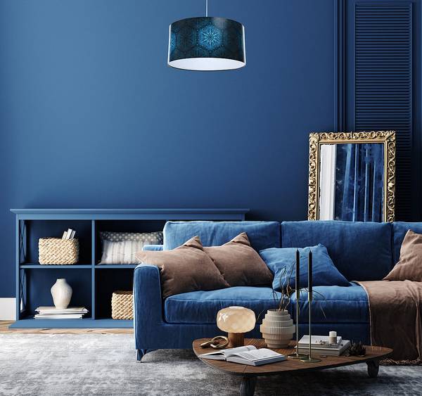 Hängeleuchte Foto Blau - Kunststoff - 40 x 20 x 92 cm