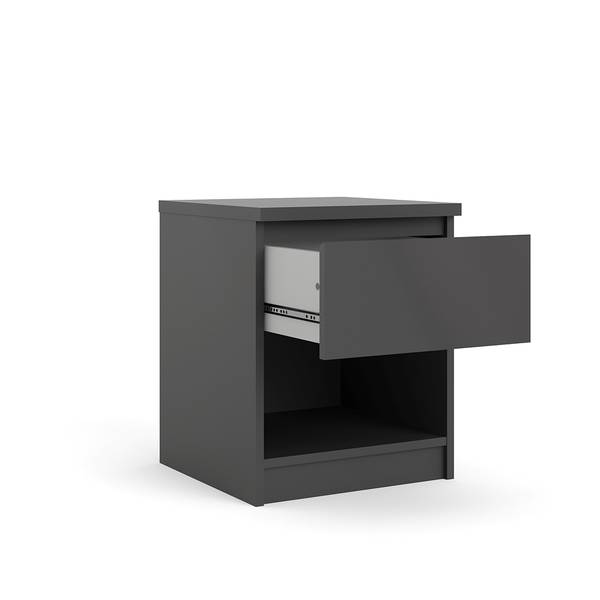 Nachtkastje Nada zwart glas - hoogglans zwart
