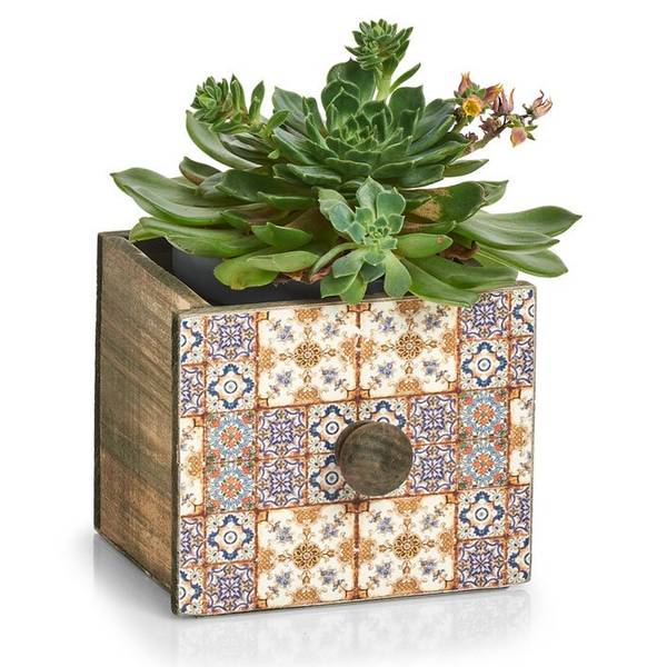 Schubladenbox "Mosaik", Holz Weiß - Holzwerkstoff - 14 x 12 x 12 cm