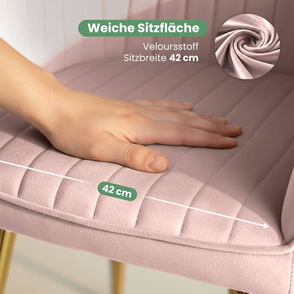 Esszimmerstuhl FLORENCE 6er-Set Gold - Hellrosa