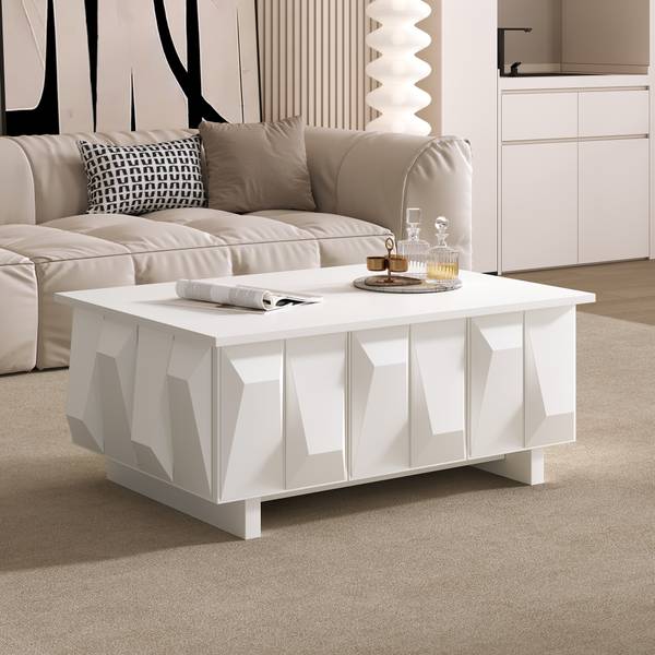 Couchtisch Eurynom Ⅰ Weiß - Holzwerkstoff - 95 x 40 x 67 cm
