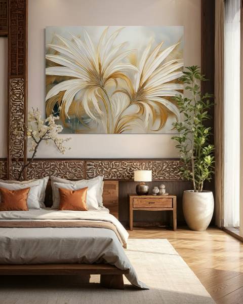 Tableau déco feuilles tropicales 120 x 80 cm