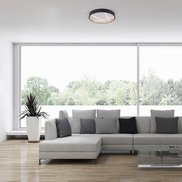 LED Deckenlampe Mikado 40 Schwarz - Kunststoff - 40 x 5 x 40 cm