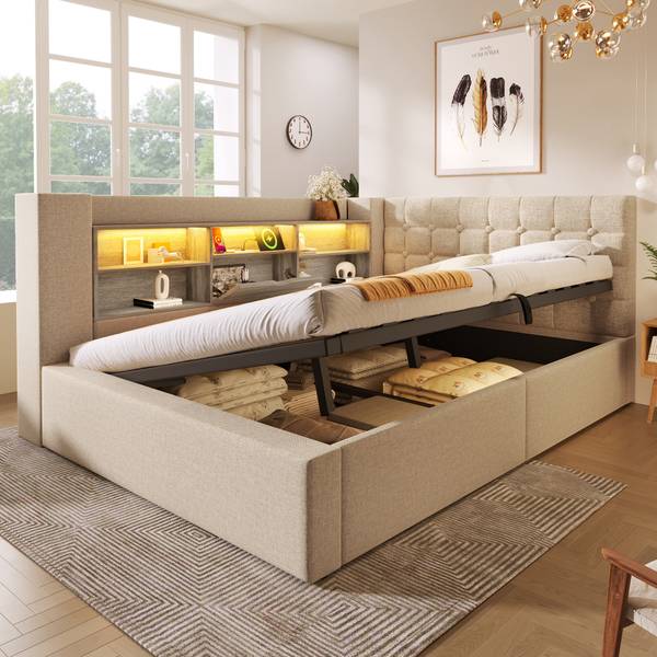 Polsterbett GLOWLEINⅡ Beige - 200 x 140 cm - 158 x 213 cm