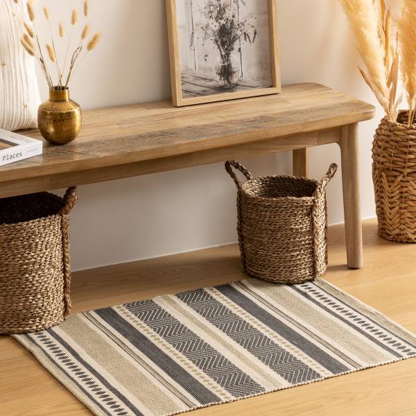 Teppich ALBAN Schwarz - Textil - 60 x 1 x 90 cm