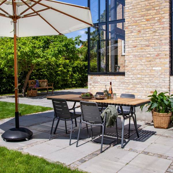 Gartentisch Parc Grau - Metall - Massivholz - 198 x 74 x 88 cm