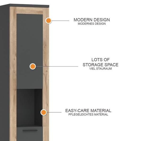 Armoire de salle de bain Niko 51868 Gris - Bois manufacturé - 40 x 195 x 35 cm