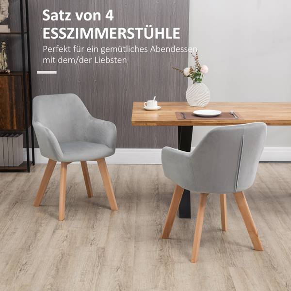 Esszimmerstuhl 835-P177 4er Set Grau - Samt - 57 x 80 x 54 cm