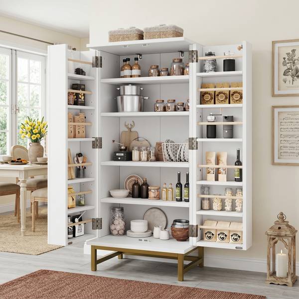 Küchenschrank BAMU339 Ⅴ Weiß - Holzwerkstoff - 60 x 130 x 40 cm
