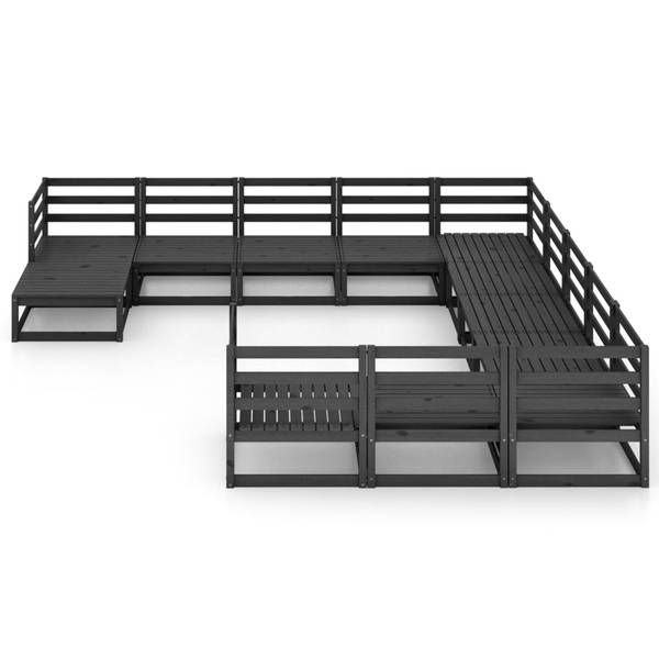 Loungeset 3009732-1 set van 12 zwart - grenenhout - 70 x 30 x 70 cm