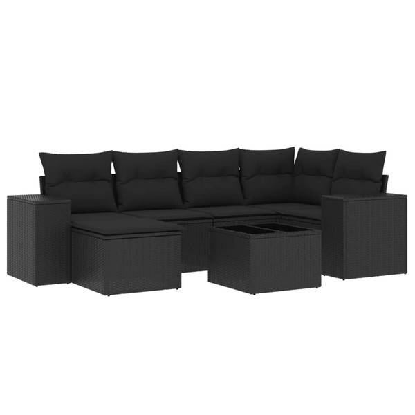 Garten-Lounge-Set 3035591-2 (7-teilig) Schwarz