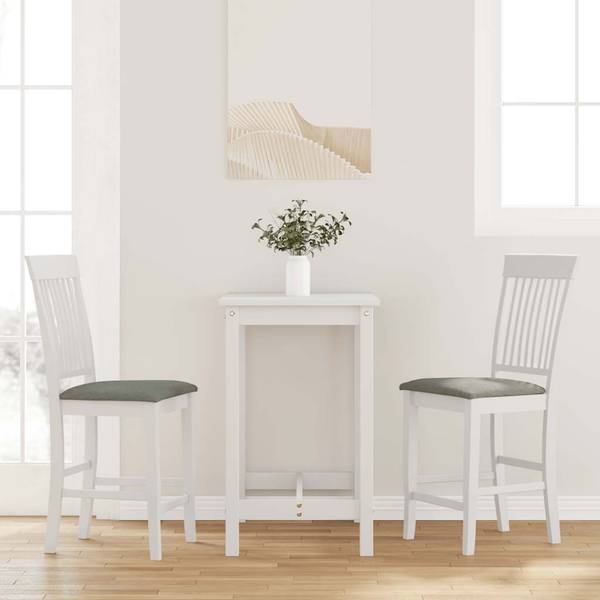 Barhocker 3043934 2er Set Grau - Weiß - Massivholz - 48 x 107 x 52 cm