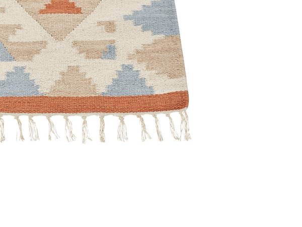 Kelim DILIJAN Beige - Blau - Orange - Naturfaser - 160 x 1 x 230 cm