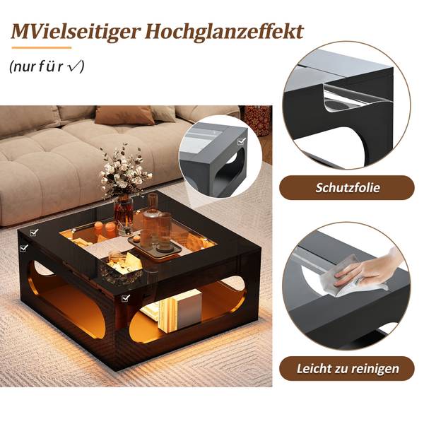 Couchtisch Polygontile Schwarz - Holzwerkstoff - 70 x 35 x 70 cm