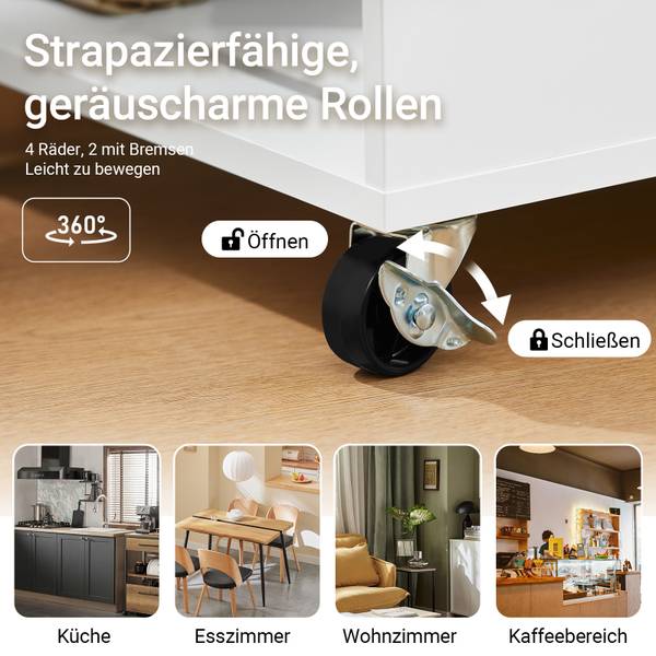 Küchenwagen FKW132-WN Braun - Weiß - Holzwerkstoff - 40 x 90 x 70 cm