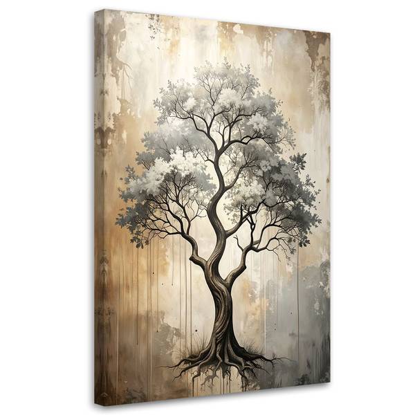 Wandbild Bäume Grau - Polyester - 80 x 120 x 3 cm