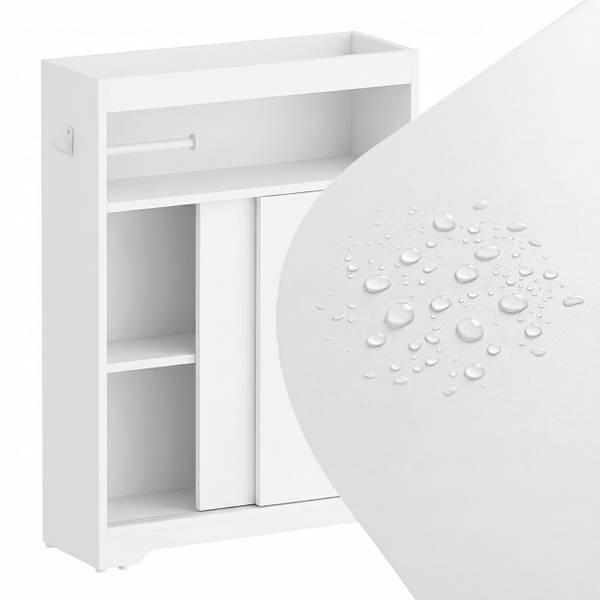 Nischenschrank mit Toilettenpapierhalter Weiß - Holzwerkstoff - 20 x 80 x 60 cm