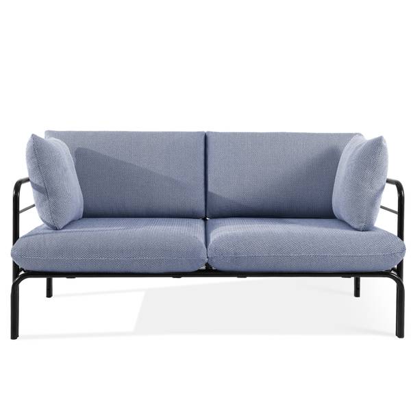 Garten-Sitzgruppen RAMBE, 4er Set Anthrazit - Marineblau - Weiß