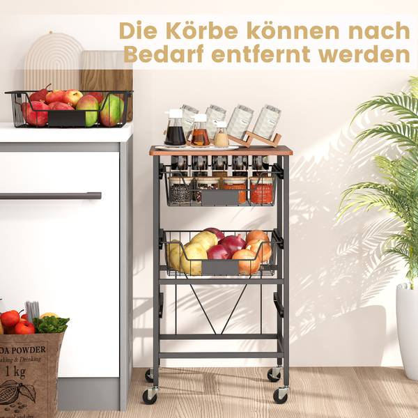 Servierwagen WO79568DE Schwarz - Holzwerkstoff - 31 x 74 x 42 cm