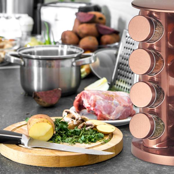 Tourniquet à épices avec 16 pots Verre - Métal - 22 x 28 x 22 cm