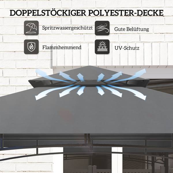 Barbecuepaviljoen 84C-537V00CG grijs - textiel - 148 x 248 x 243 cm