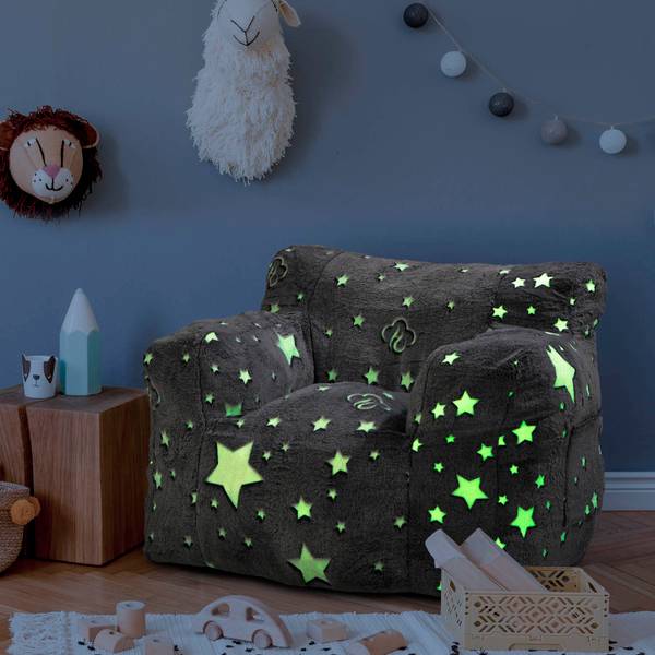 Kindersitzsack "Glow in the dark" Grau