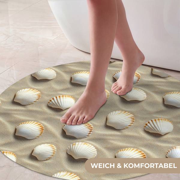 BADEMATTE Muscheln Braun - Microfaser - 70 x 70 x 1 cm