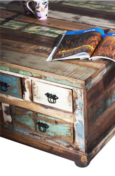 RIVERBOAT Couchtischtruhe Massivholz - 90 x 47 x 90 cm