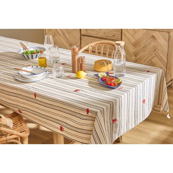 Tischdecke OCEANIA Beige - Naturfaser - 150 x 1 x 250 cm
