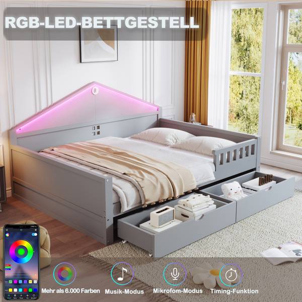 Einzelbett K-2132 Grau