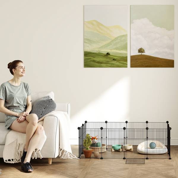Kleintierkäfig D51-545V00BK Schwarz - Metall - 60 x 40 x 120 cm