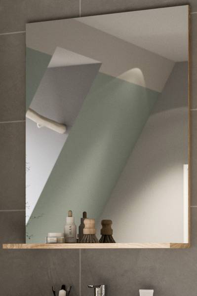 Badezimmer Spiegel Mambo Braun - Holzwerkstoff - Glas - Metall - 60 x 79 x 18 cm