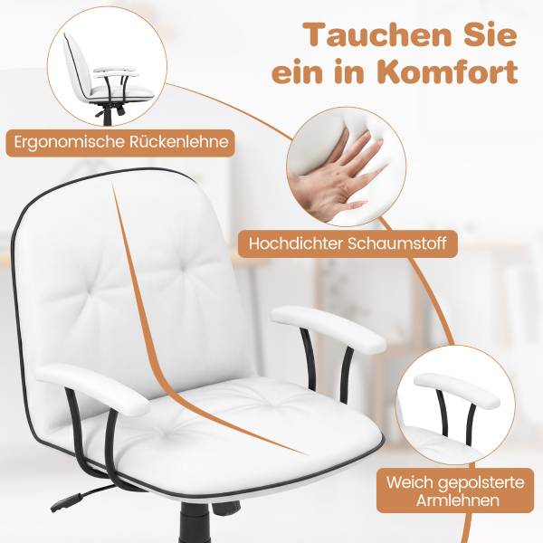 Bürodrehstuhl CB11041WH Weiß - Holzwerkstoff - 63 x 85 x 63 cm
