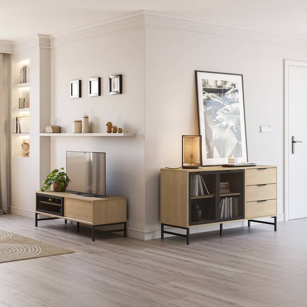 Buffet Isis 2 portes Marron - Bois manufacturé - 130 x 70 x 40 cm