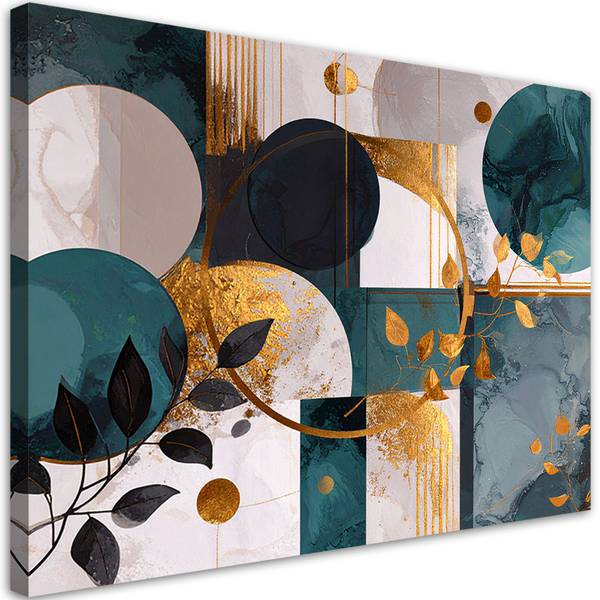 Wandbild Abstrakte Motive Grün - Polyester - 90 x 60 x 3 cm