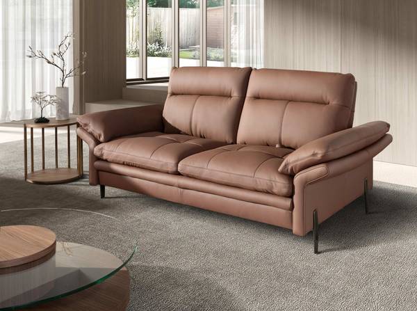 Canapé 6242 Marron - Tissé à plat - Cuir synthétique - Pin - Acier inoxydable 18/0 - 195 x 94 x 118 cm