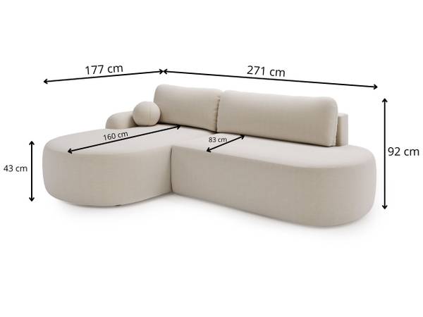 Ecksofa AURIO O Braun - Armlehne davorstehend links - Armlehne beidseitig montierbar - Ecke davorstehend links - Ottomane davorstehend links