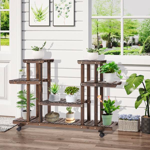 Blumenständer BB5502 Braun - Massivholz - 33 x 80 x 124 cm