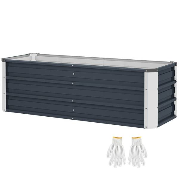 Hochbeet Gartenbeet 643CG Grau - Metall - 125 x 44 x 47 cm