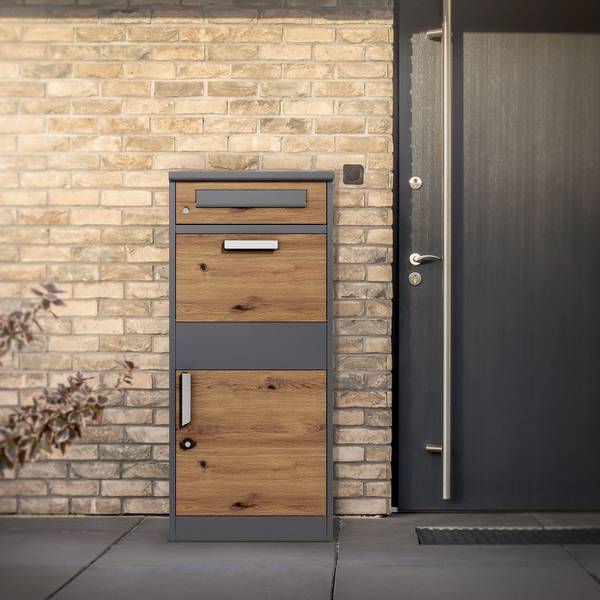 Paketbriefkasten BOXON-P Braun - Grau - Samt - 37 x 112 x 50 cm